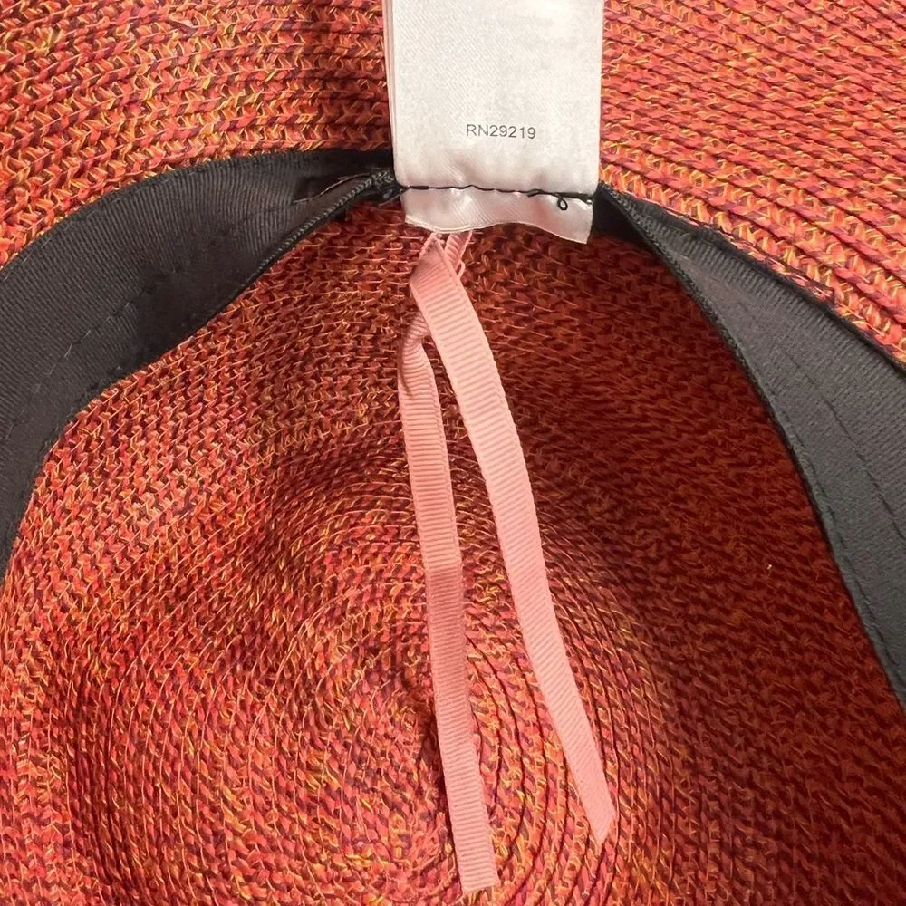 Betmar Gossamer Packable Straw Sun Hat, Tropical Multi (Coral/Purple/Yellow) NWT - Picture 12 of 13